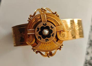 Armband - 18 karaat Geel goud Parel - Synthetische edelsteen, Nieuw