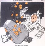 Geldstukken vallen op het Franse boerenland op spotprent, Verzenden