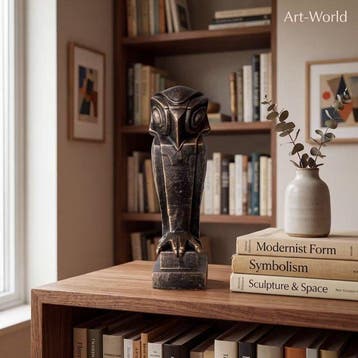 Beeld, Decoratief Art Deco-stijl uilsculptuur 2.3 kg (Zonder, Antiek en Kunst