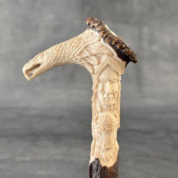 Snijwerk, NO RESERVE PRICE - Stunning Native American with, Antiek en Kunst