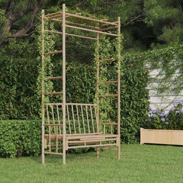 vidaXL Tuinbank met pergola 116 cm bamboe, Verzenden, Nieuw, Hout