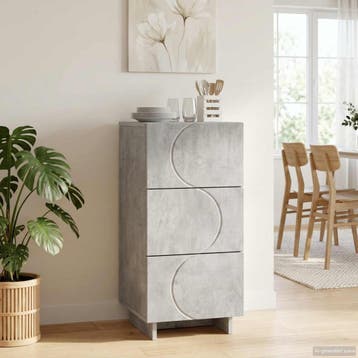vidaXL Dressoir Betongrijs 33.5 x 34.5 x 75 cm Bewerkt hout, Huis en Inrichting, Kasten | Dressoirs, Minder dan 50 cm, Verzenden