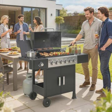 RVS Gas BBQ Grill Cart met 6+1 Branders, Zijbrander, Wielen, Verzenden, Nieuw