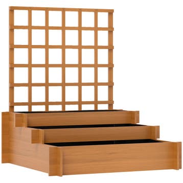 Hoogbed Met Klimhulp, 3-traps Bloembak Met Vliesstof, Dennen, Tuin en Terras, Verzenden