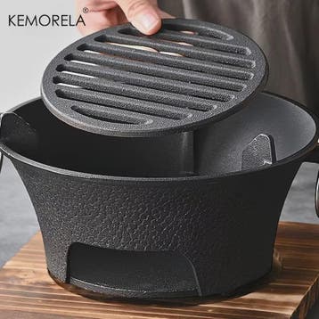 Gietijzeren Kolenbarbecue & Japanse Kolenstoof - Draagbaar v, Tuin en Terras, Buitenkeukens, Verzenden, Nieuw
