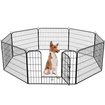 Avalo Puppyren Ø210cm Opvouwbaar Zwart - 8 panelen 80x60cm, Verzenden, Nieuw