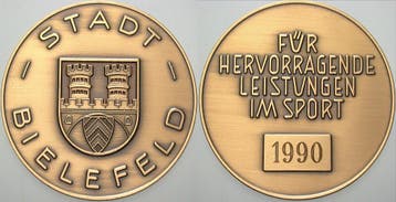 Brons medaille 1990 Bielefelder medaille Fuer Verdienter..., Verzenden