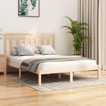 vidaXL Bedframe massief hout 120x200 cm, Bruin, Verzenden, Nieuw, Twijfelaar
