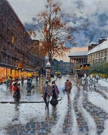 Francesco Tammaro (1939) - Snow in Paris - Belle Epoque