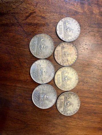 Italië. 500 Lire argento (7 monete) (Zonder minimumprijs)