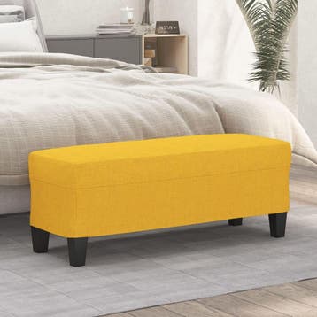 vidaXL Bankje 100x35x41 cm stof lichtgeel, Huis en Inrichting, Banken | Bankstellen, Verzenden, Nieuw, Stof, Minder dan 150 cm