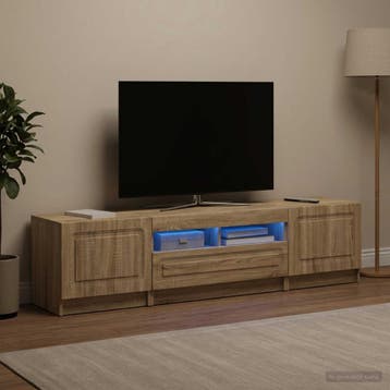 vidaXL LED tv-meubel UTRECHT 3 st Sonoma Eiken Bewerkt hout, Minder dan 50 cm, Verzenden, Nieuw, Minder dan 100 cm