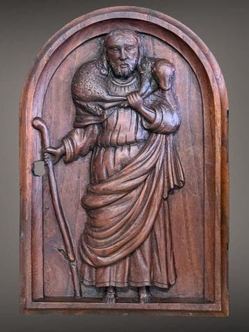 sculptuur, Tarbenakel deurtje - De Goede Herder - 35 cm -