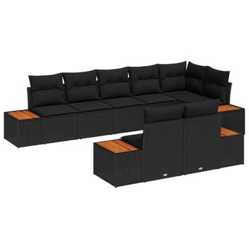 vidaXL Tuinbankenset 8 st Zwart Poly riet, Tuin en Terras, Verzenden, Nieuw, 8 zitplaatsen