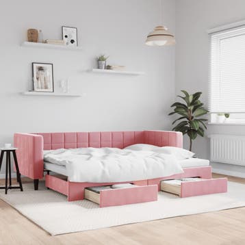 vidaXL Slaapbank met onderschuifbed en lades 80x200 cm, Eenpersoons, Verzenden, Nieuw, 80 cm