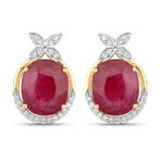 Oorbellen - 14 karaat Geel goud - 7.90ct. tw. Robijn -, Nieuw
