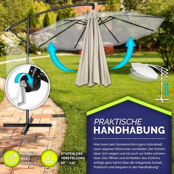 Zweefparasol - Tuinparasol - Parasol 300 cm - Met voet - Met, Verzenden, Zo goed als nieuw