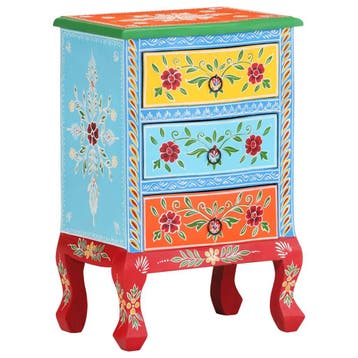 vidaXL Nachtkastje handgeschilderd 40x30x60 cm massief, Minder dan 45 cm, Verzenden, Nieuw, 55 tot 70 cm