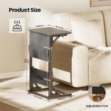 Laptoptafel - Bijzettafel - Verstelbaar - 70x40x30 - Grijs -, Huis en Inrichting, Tafels | Sidetables, Verzenden, Zo goed als nieuw