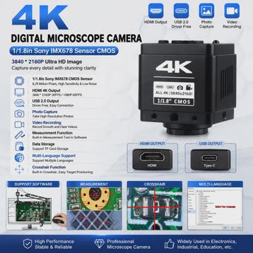 4K UHD Industriële Digitale Microscoop Camera met HDMI & USB, Verzenden, Nieuw