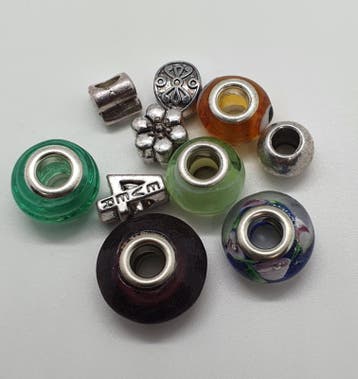 10 x European Jewelry kraal mix, glas en metaal, groot gat, Hobby en Vrije tijd, Ophalen of Verzenden, Nieuw, Kraal