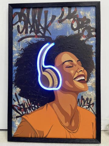 Neon Art Music Woman, Huis en Inrichting, Woonaccessoires | Schilderijen, Tekeningen en Foto's, Nieuw