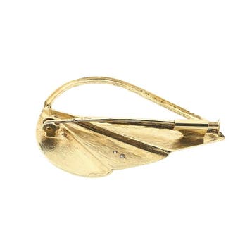 Vintage gouden broche met diamanten; 0,04 ct., Gebruikt, Ophalen of Verzenden, Met edelsteen, Goud