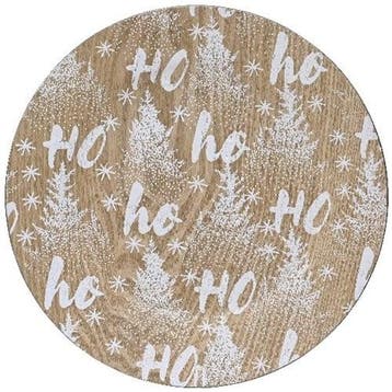 Onderbord Houtlook Rond Wit Winter Ho ho ho, Ophalen of Verzenden, Nieuw