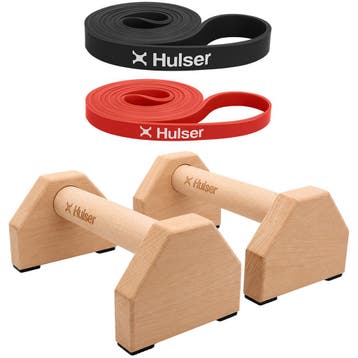 Parallettes met weerstandsbanden bundel - 25 x 10 cm, Sport en Fitness, Verzenden, Nieuw