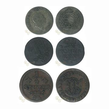 Duitse staten. 1/4 Stuber 1786, 2 1/2 Schweren 1797 & 6
