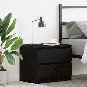 vidaXL Nachtkastje Zwart Eiken 50 x 40 x 43,5 cm Bewerkt, Huis en Inrichting, Minder dan 45 cm, Verzenden, Nieuw, Minder dan 55 cm