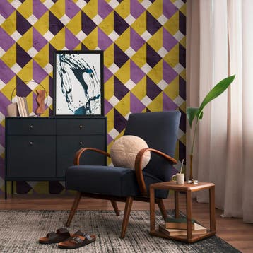 Profhome 398491-GU Fotobehang retro mat purper geel 1,59 m, Verzenden
