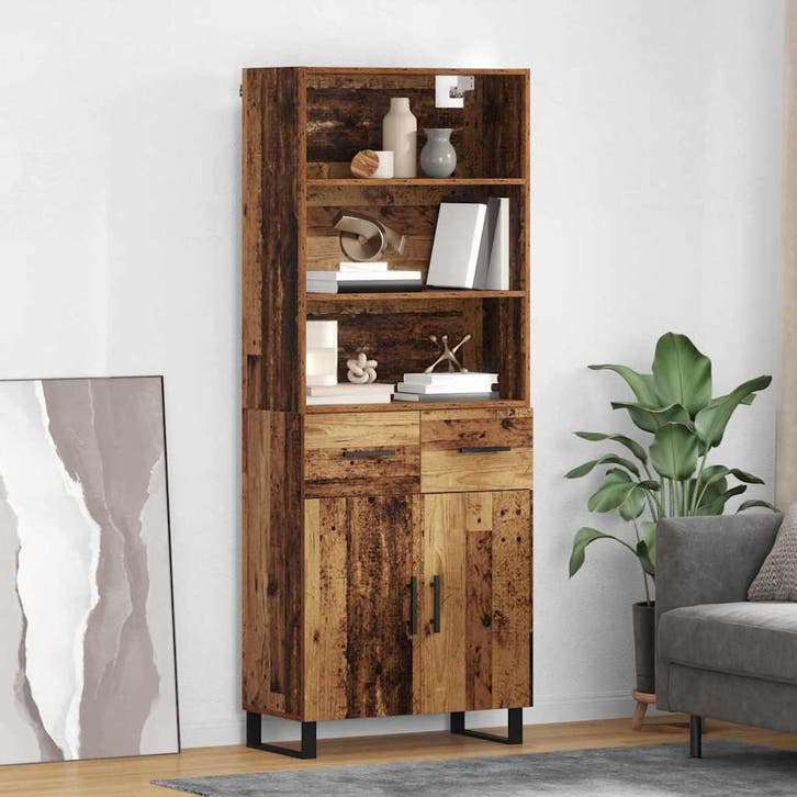vidaXL buffetkast met lade 2 pcs Oudhout Bewerkt hout, Huis en Inrichting, Kasten | Buffetkasten, Nieuw, Minder dan 50 cm, Overige houtsoorten