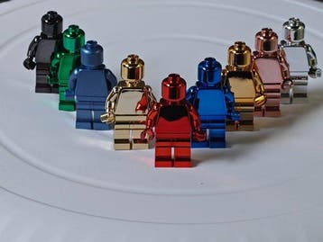 Lego Minifiguur - 9xLego custom minifigure chrome plated -, Nieuw