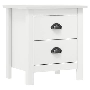 vidaXL Nachtkastje Hill 46x35x49,5 cm massief grenenhout wit, Verzenden, Nieuw, 45 tot 65 cm, Minder dan 55 cm