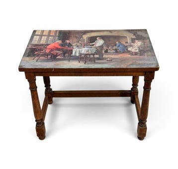 Bijzettafel - Hout - Costumbristische scène
