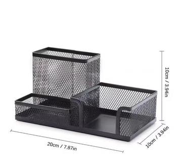 Metalen Gaas Pennenhouder 3 Vakken Bureau Organizer Compact, Verzenden, Nieuw