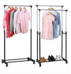 Verstelbaar Kledingrek met Wielen – Dubbele Stang 150 cm, Verzenden, Nieuw