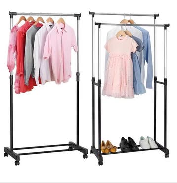 Verstelbaar Kledingrek met Wielen – Dubbele Stang 150 cm, Verzenden, Nieuw