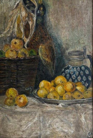 Europese school (XX) - Stilleven met fruit, kruik en fazant