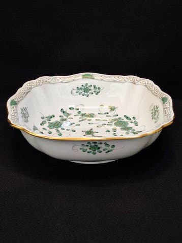 Meissen - Kom - quadratisch 22,7x22,7x6,5 cm Indisch Grün