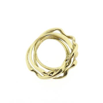 Gouden puzzel ring, Gebruikt, 19 tot 20, Ophalen of Verzenden, Dame