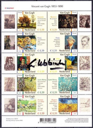 Nederland 2003 - Vel Vincent van Gogh Gesineerd door de, Gestempeld