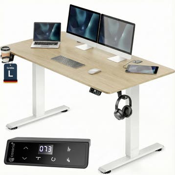 Zit sta bureau Beige 140x60x72-117cm (Kantoor inrichting), Verzenden, Nieuw in verpakking