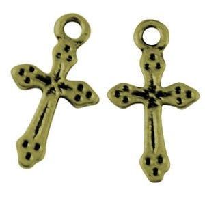2 x Metalen Kruis 19x5 mm Antiek Brons (Christelijke bedels), Ophalen of Verzenden, Nieuw, Kraal