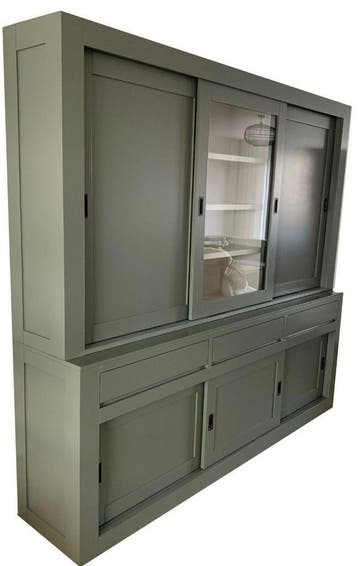 Buffetkast Engels groen Vaassen greeploos 220cm, Ophalen of Verzenden, Nieuw
