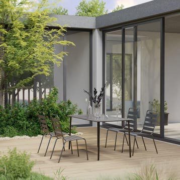 vidaXL 5-delige Tuinset staal donkergrijs, 4 zitplaatsen, Verzenden, Nieuw, Rvs