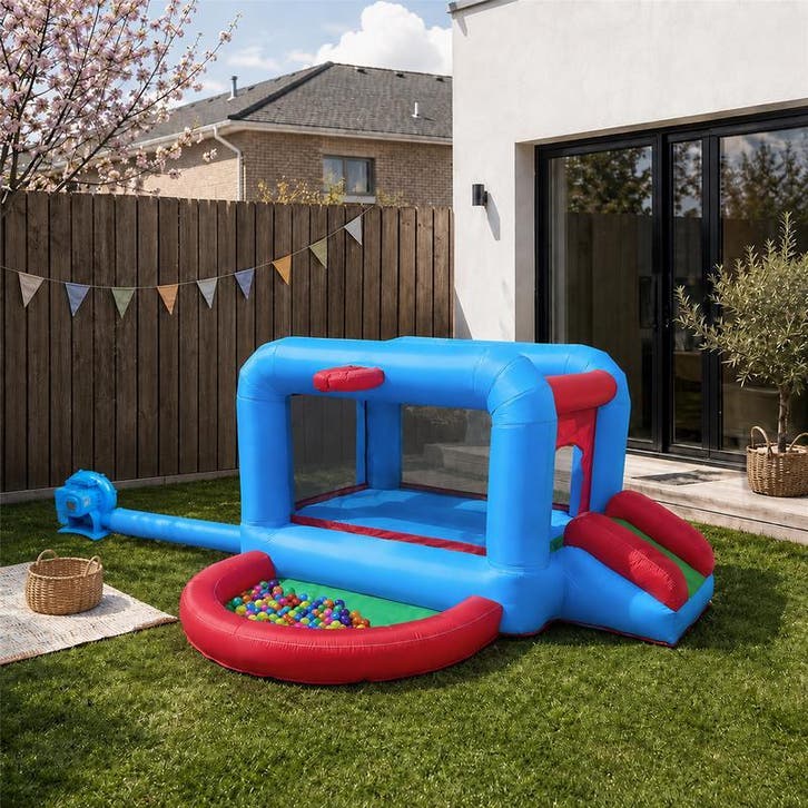 Springkussen met ballenbak – multicolor - 250 x 250 x 135 cm, Huis en Inrichting, Slaapkamer | Beddengoed, Nieuw, Verzenden