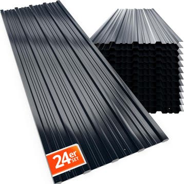 Trapezium Dakplaten 24 Stuks Antraciet 129x46cm voorgeboord, Verzenden, Nieuw