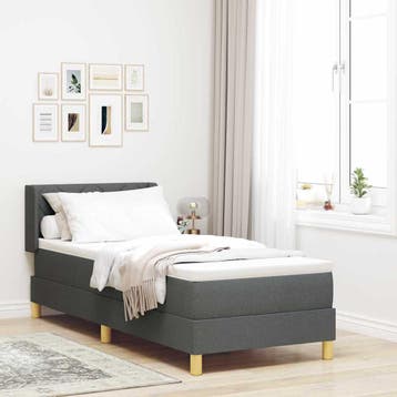 vidaXL Boxspringbed met kussen Donkergrijs 200 x 80 cm Stof, Eenpersoons, Verzenden, Nieuw, Stof